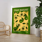 Fruit Market Poster · Avocado Pattern Artwork · Retro Modern Illustration · Minimal Pop Art Design · Moderne Wandkunst · Print ohne Rahmen