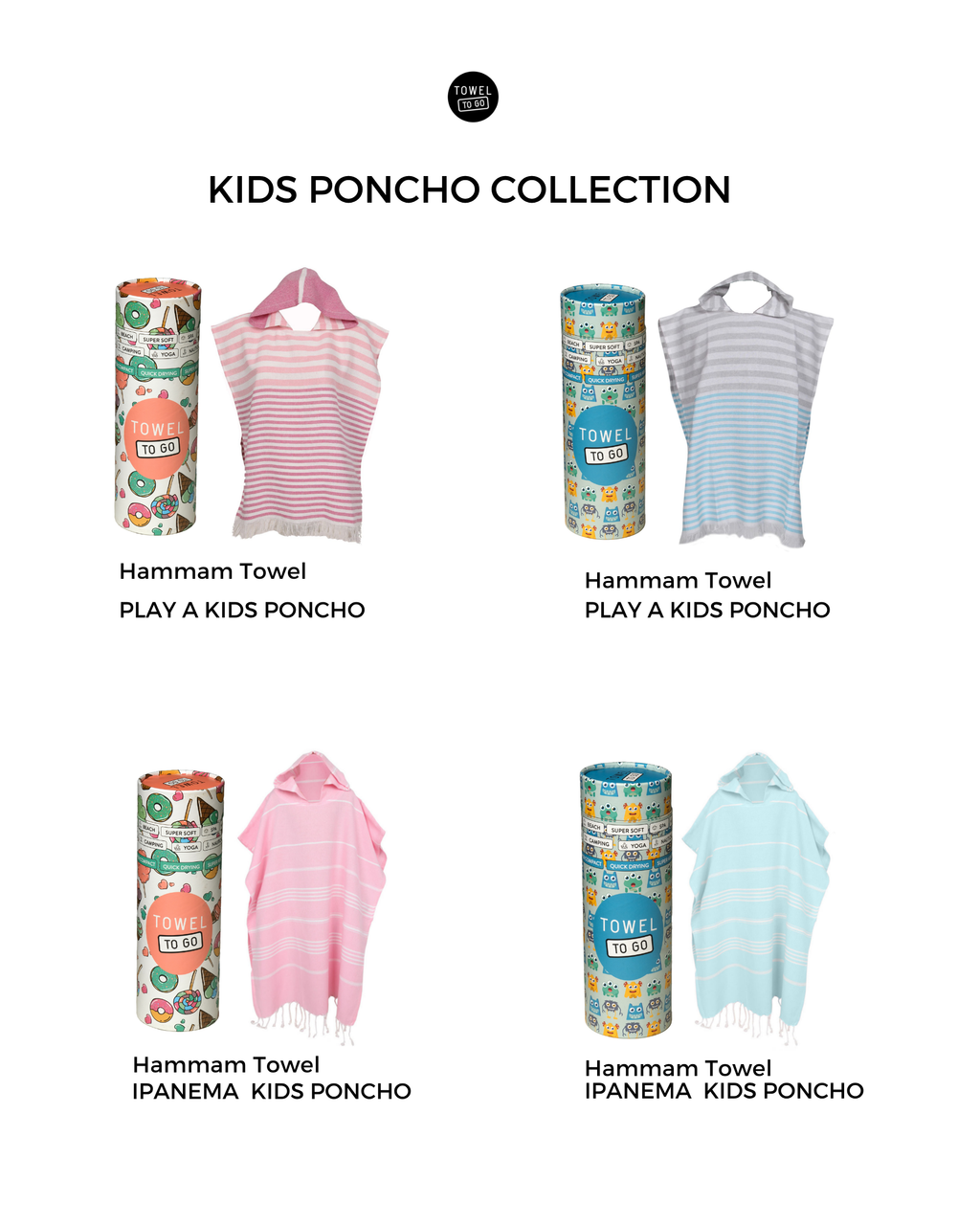 Ipanema Kids Poncho Towel with Recycled Gift Box, Pink