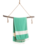 ZAYA Hammam Towel, Beach Towel, Pestemal - Green / White