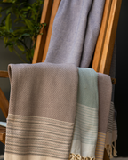 PHARAO Beach Towel, Turkish Hammam Towel, Spa & Sauna Towel - Brown / Yellow