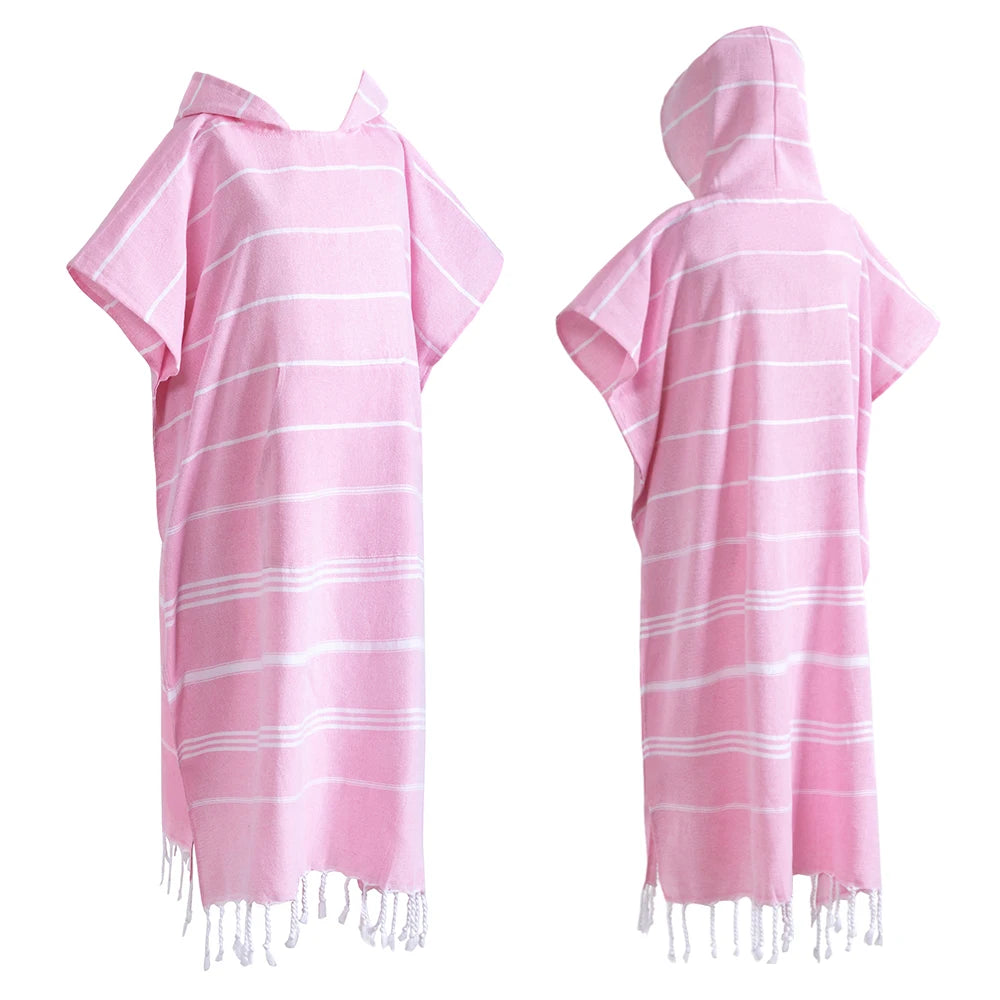 Türkisches anziehbares Strandtuch – sandabweisend, groß, Surf-Poncho mit Kapuze, Umkleidetuch, schnell trocknend, Bademantel