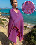 SAMOS Turkish Cotton Scarf Hammam Towel - Fuchsia / Blue-0