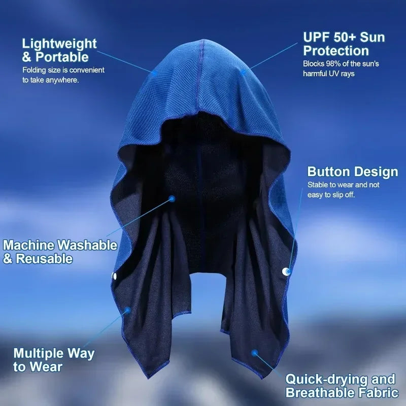 1PC Cooling Hoodie Towel Cooling Towel Quick Drying Absorbent Towels Sports Fitness Camping Cycling Suitable for Hot Weather