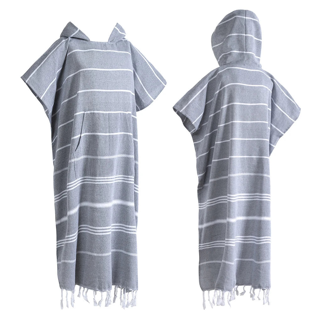 Asciugamano da spiaggia turco indossabile – antirena, grande, poncho da surf con cappuccio, telo per cambiarsi, asciugatura rapida, accappatoio