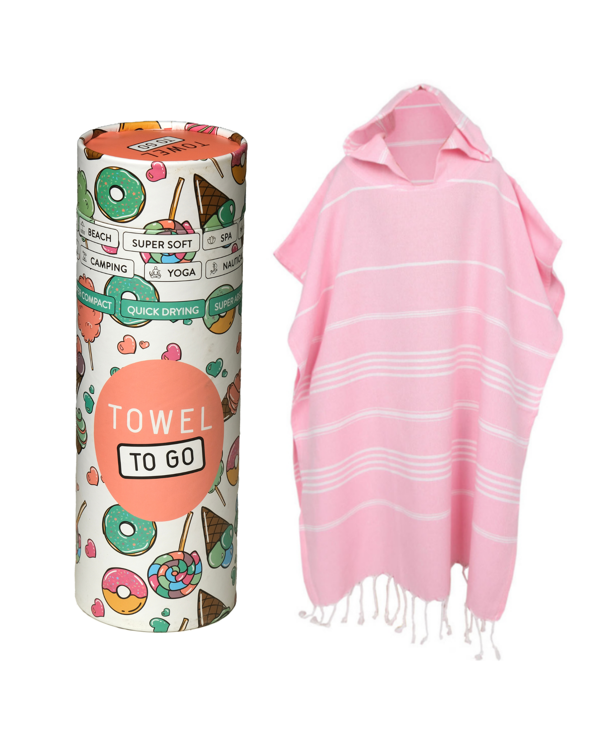 Ipanema Kids Poncho Towel with Recycled Gift Box, Pink