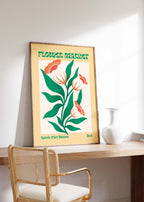 Flower Market Poster · Grüne Retro Blumen · Mid Century Moderne Illustration · Print ohne Rahmen-4