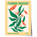 Flower Market Poster · Grüne Retro Blumen · Mid Century Moderne Illustration · Print ohne Rahmen-0