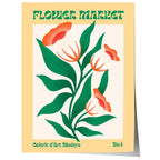 Flower Market Poster · Grüne Retro Blumen · Mid Century Moderne Illustration · Print ohne Rahmen-0