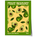 Fruit Market Poster · Avocado Pattern Artwork · Retro Modern Illustration · Minimal Pop Art Design · Moderne Wandkunst · Print ohne Rahmen