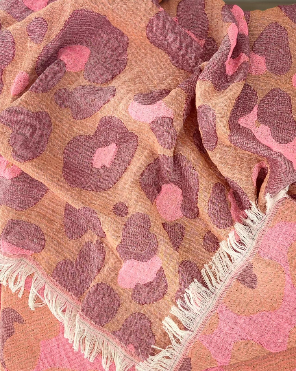 Women's Changing Poncho Neon Safari Camel & Rose – Jacquard Cotton