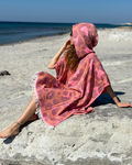Women's Changing Poncho Neon Safari Camel & Rose – Jacquard Cotton