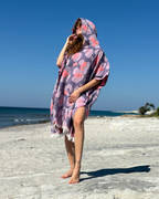 Women's Changing Poncho Neon Safari Lavender & Coral – Jacquard Cotton