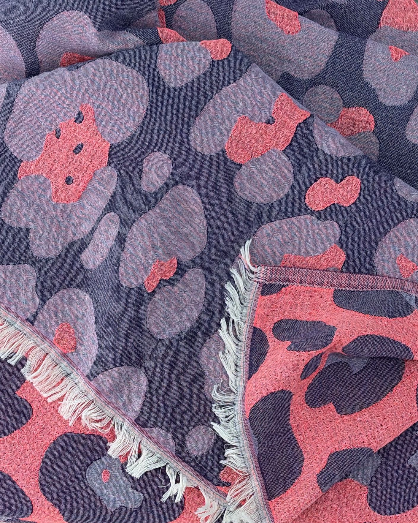 Women's Changing Poncho Neon Safari Lavender & Coral – Jacquard Cotton