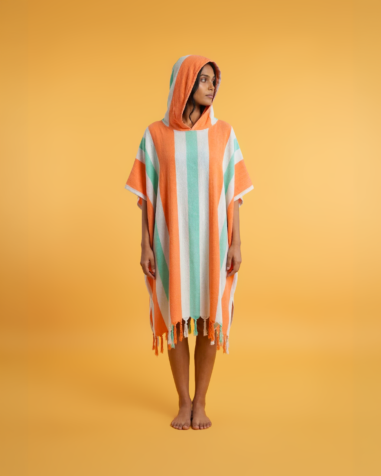 Women's Beach Poncho Recycled Cotton – Coral Coast Orange & Mint