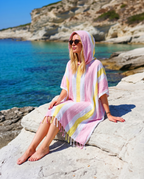 Women's Beach Poncho Recycled Cotton – Coral Coast Rose & Sunset