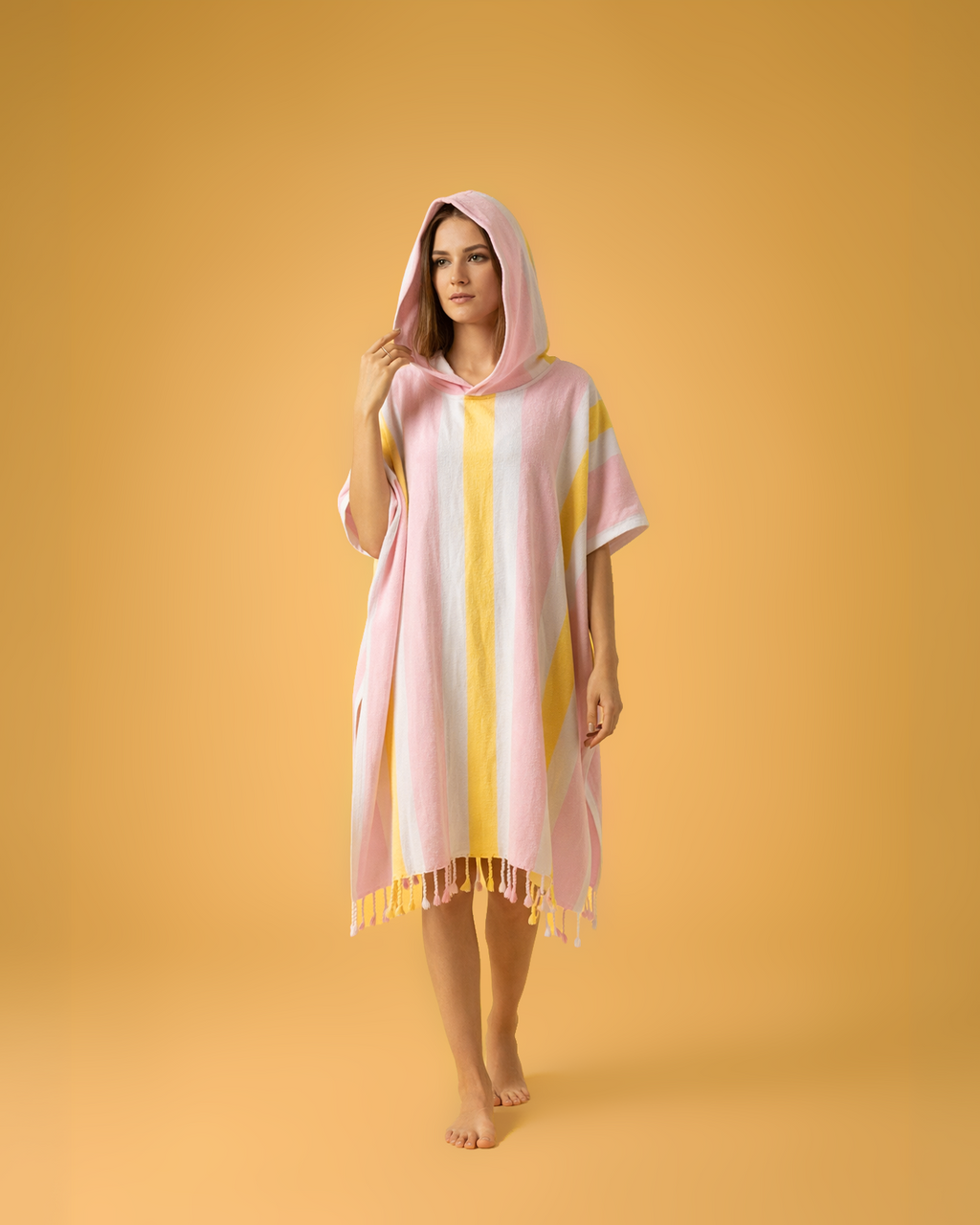 Women's Beach Poncho Recycled Cotton – Coral Coast Rose & Sunset