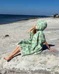 Women's Changing Poncho Neon Safari Sage & Blush – Jacquard Cotton