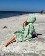 Women's Changing Poncho Neon Safari Sage & Blush – Jacquard Cotton