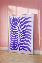 Palmenblatt Lila Abstrakt Poster · Organische Linien im Modernen Minimal Stil · Print ohne Rahmen