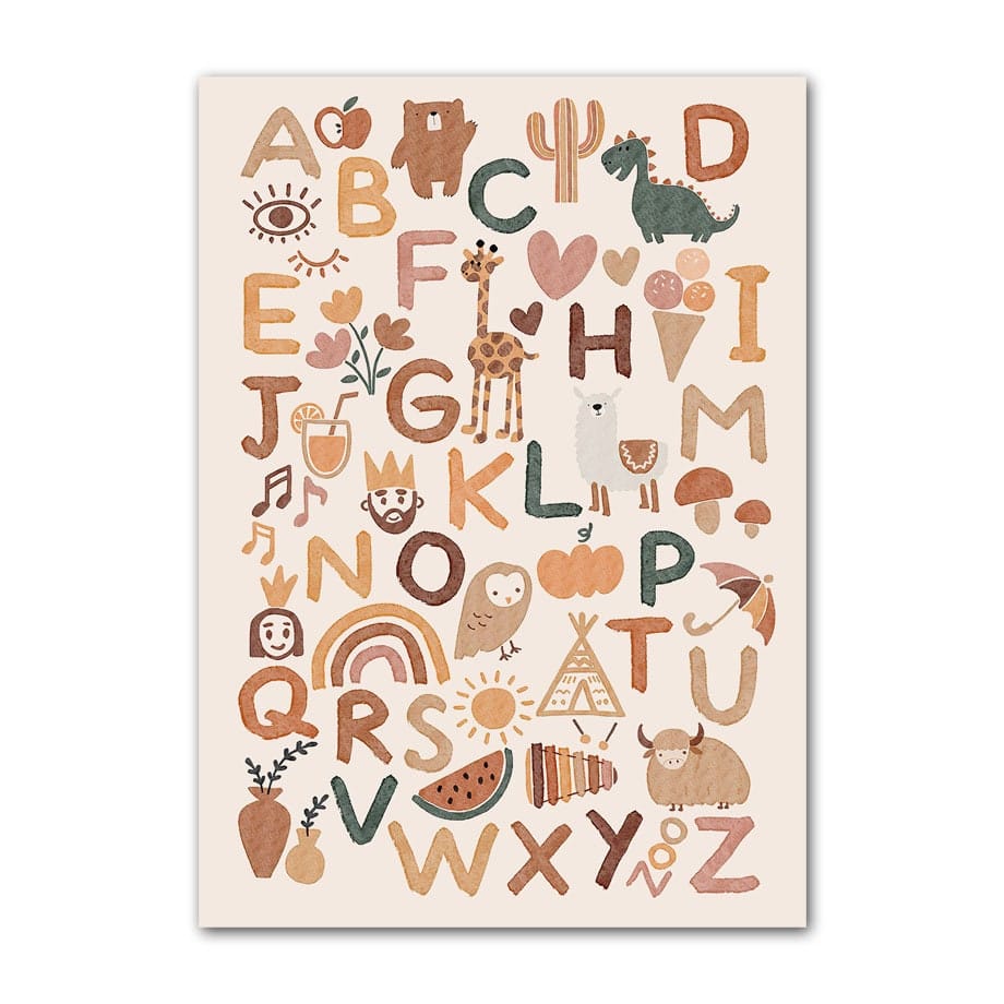 Poster Kinderzimmer Alpaka Regenbogen Kaktus Zeichentrick · Kinderzimmer Bilder · Wand Deko · Kunst Druck · Deko Print · ohne Rahmen