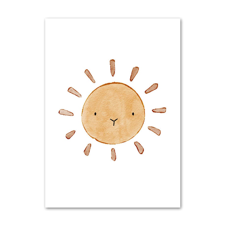 Poster Kinderzimmer Tiere Sonne Regenbogen · Kinderzimmer Bilder · Wand Deko · Kunst Druck · Deko Print · ohne Rahmen-7